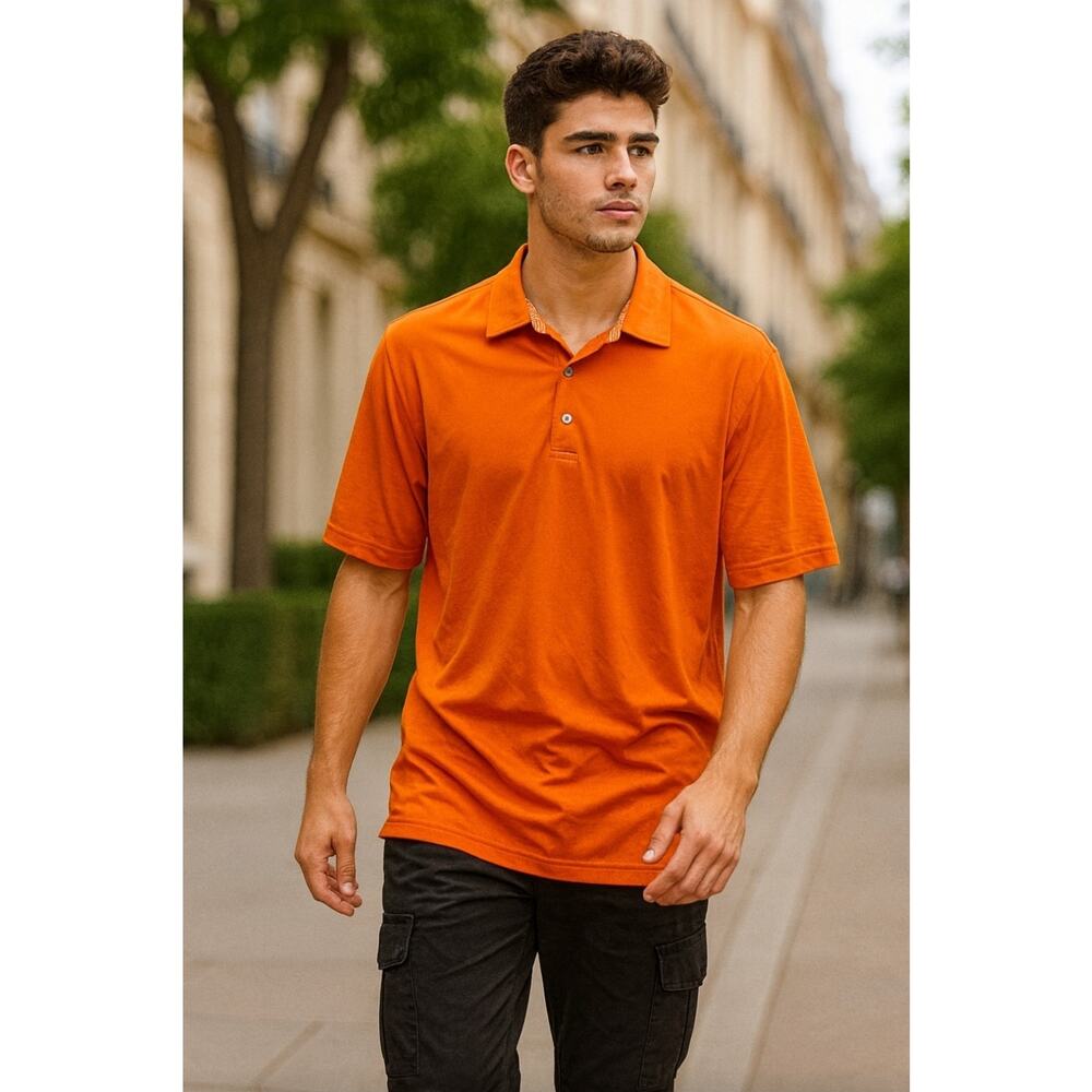 FootJoy Mens Orange Performance Golf Polo Shirt Short Sleeve‎ Size 2XL FJ Logo